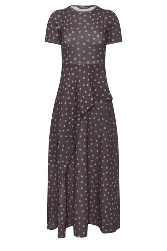 PixieGirl Petite Women's Chocolate Brown Polka Dot Maxi Dress | PixieGirl 5
