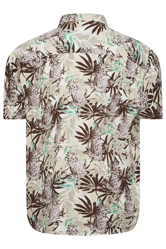 BLEND Big & Tall Brown Pineapple Print Short Sleeve Shirt | BadRhino 4