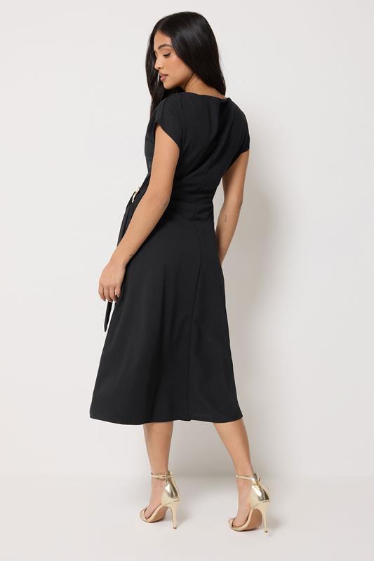 PixieGirl Petite Women's Black Buckle Midi Dress | PixieGirl 2