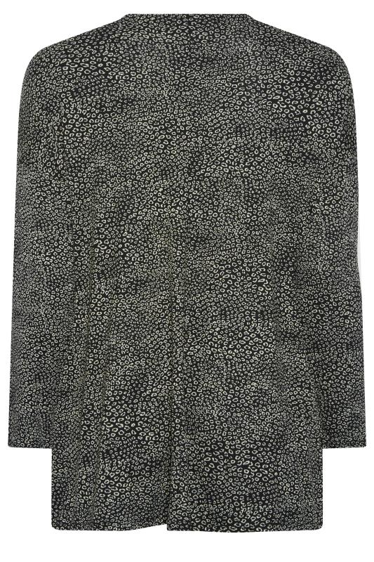 YOURS Curve Plus Size Charcoal Grey & Black Sequin Animal Print Top | Yours Clothing  7