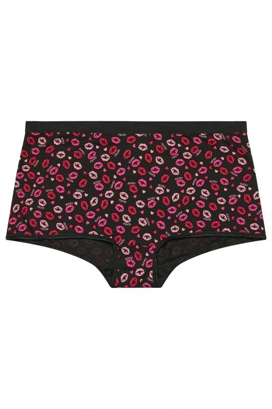 YOURS Plus Size 5 PACK Pink & Black Kiss Print Shorts | Yours Clothing 7