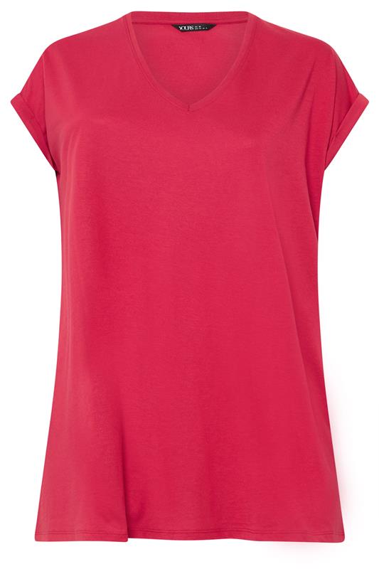 YOURS Plus Size Red V-Neck Basic T-Shirt | Yours Clothing 5