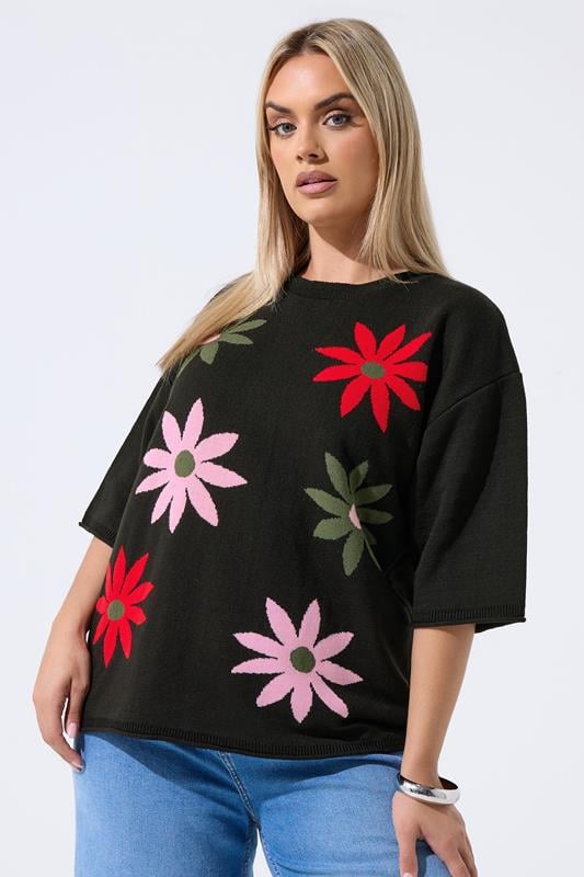  LIMITED COLLECTION blusa de punto floral negro