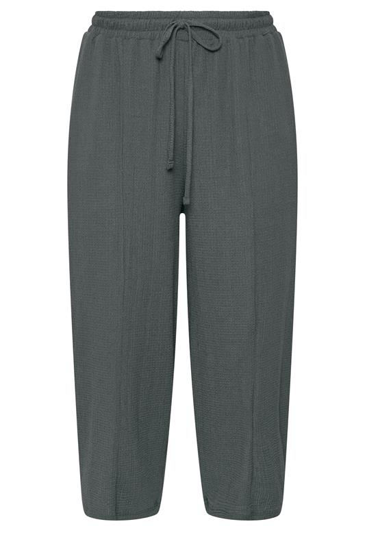  YOURS Curve Grey Crinkle Barrel Trousers