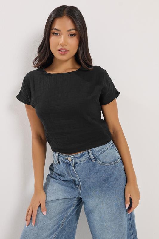  PixieGirl Petite Oberteil in Schwarz aus Mulltuch mit Schnürung