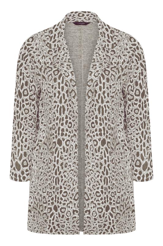 Plus Size Grey Leopard Print Longline Blazer | Yours Clothing 6