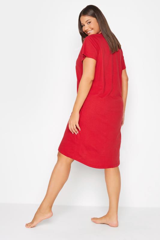 YOURS Plus Size Red 'Oh What Fun' Slogan Christmas Nightdress | Yours Clothing 5