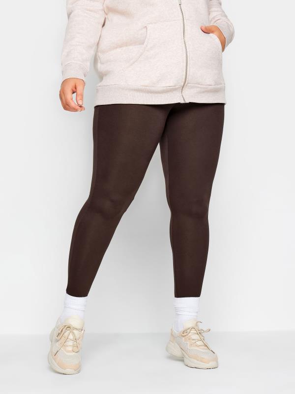 YOURS Plus Size Brown Stretch Leggings | Yours Clothing 1