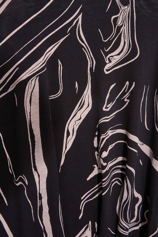 Curve Black Marble Print Cropped Harem Jumpsuit 5