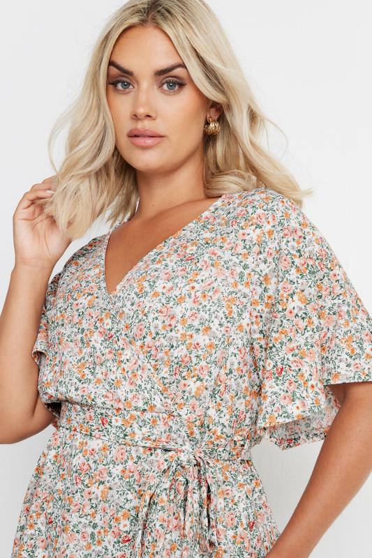 YOURS Plus Size White Floral Wrap Textured Top | Yours Clothing 4