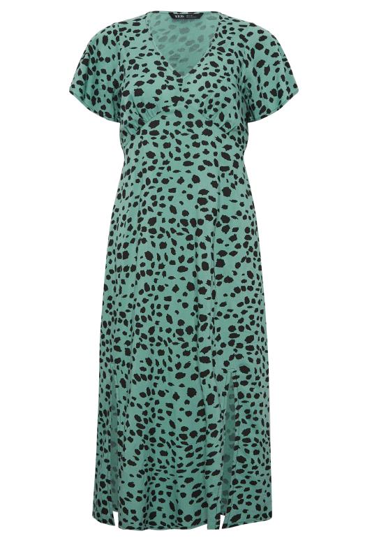 YOURS PETITE Plus Size Green Dalmatian Print Midi Tea Dress | Yours Clothing 6