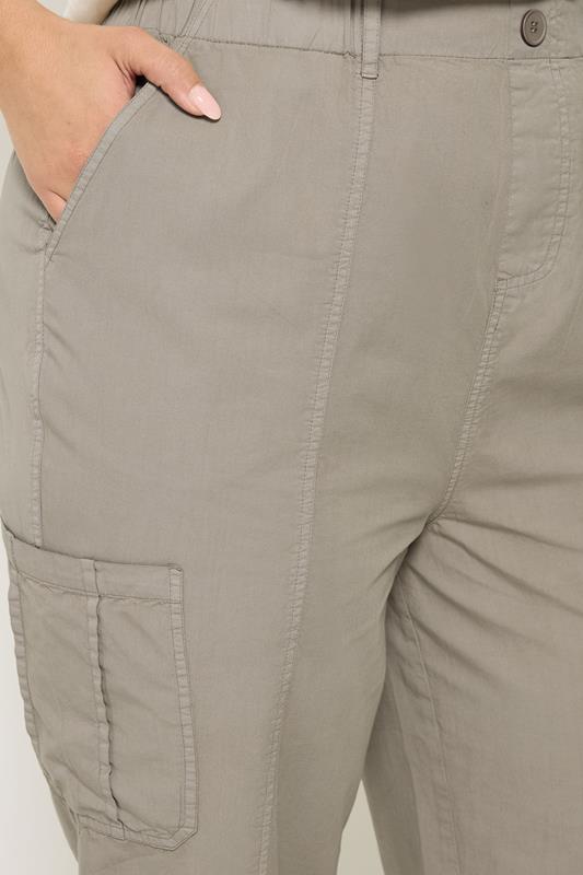 YOURS Plus Size Brown Cropped Cargo Trousers | Yours Clothing 4