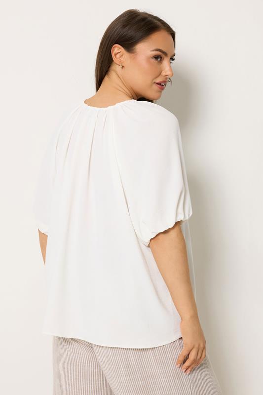 YOURS Plus Size Ivory White Balloon Sleeve Blouse |  Yours Clothing 2