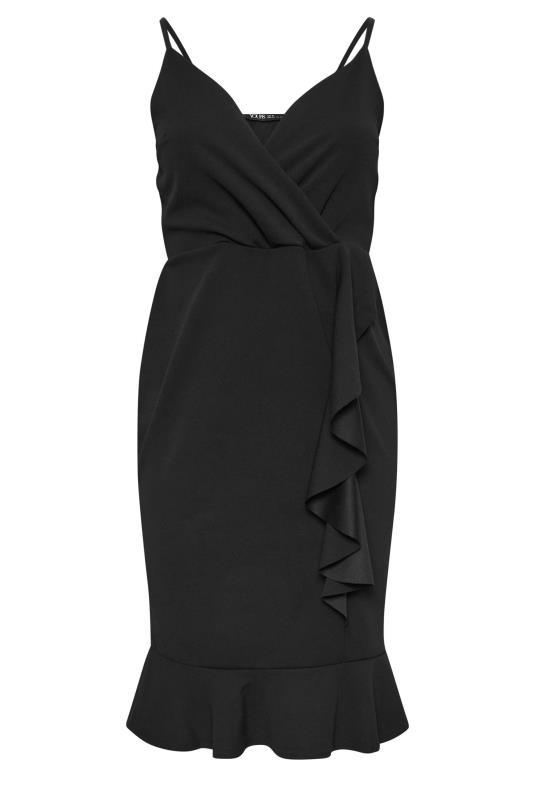 YOURS LONDON Plus Size Black Ruffle Wrap Dress | Yours Clothing 5