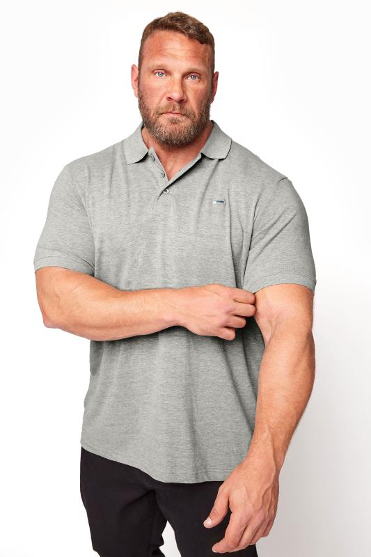 Men's  BadRhino Big & Tall Grey Marl Essential Polo Shirt