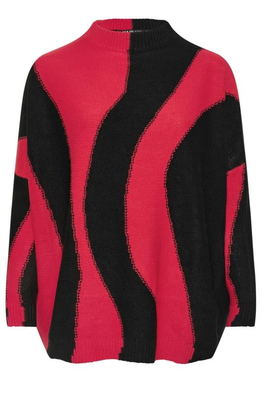 YOURS Plus Size Red Swirl Oversized Knitted Jumper | Yours Clothing 5