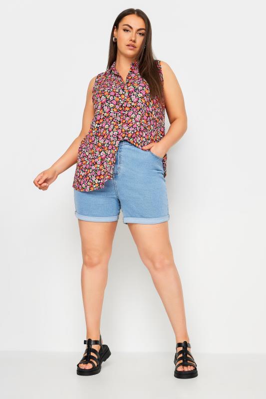 YOURS Plus Size Pink Floral Print Sleeveless Blouse | Yours Clothing 2