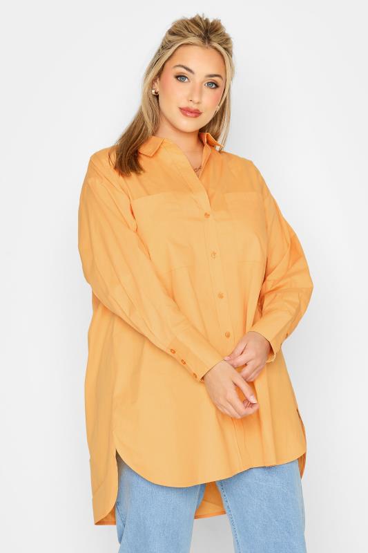 LIMITED COLLECTION Plus Size Light Orange Oversized Boyfriend Shirt | Yours Clothing 2