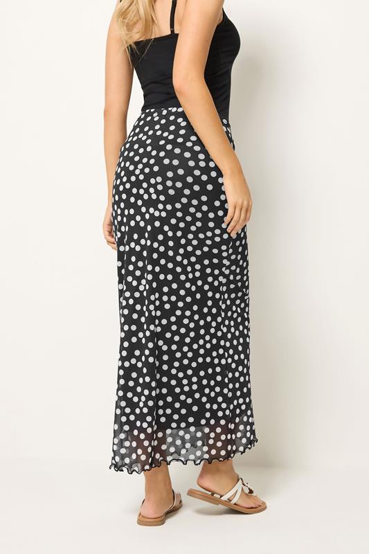 M&Co Black Polka Dot Mesh Maxi Skirt | M&Co 2
