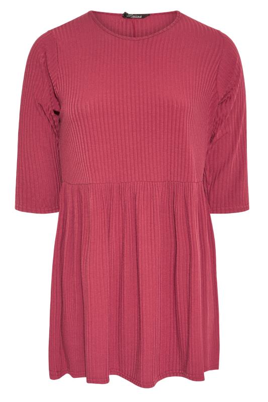LIMITED COLLECTION Curve Pink Ribbed Smock Top_F.jpg