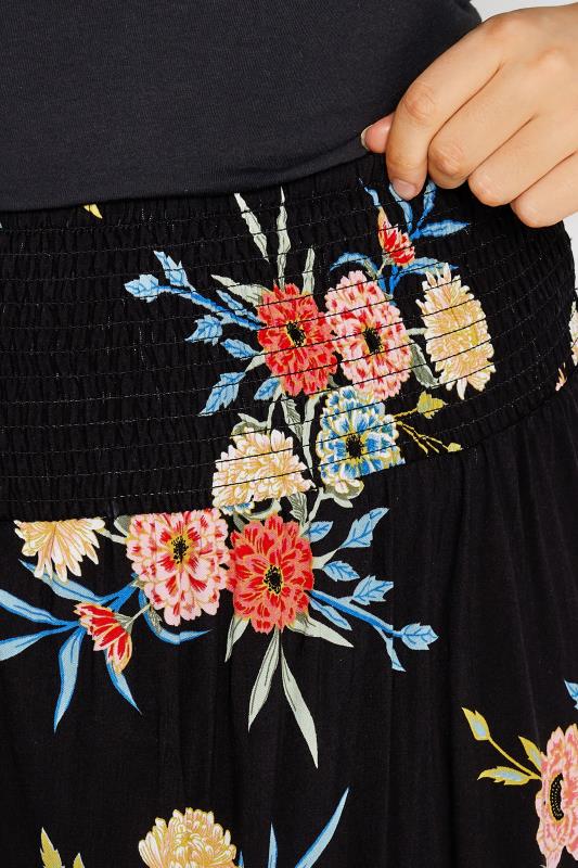 Curve Black Floral Shirred Waist Maxi Skirt_C.jpg