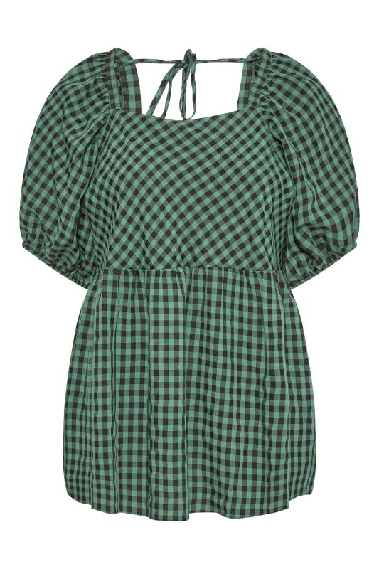 LIMITED COLLECTION Curve Green Gingham Milkmaid Peplum Top 7