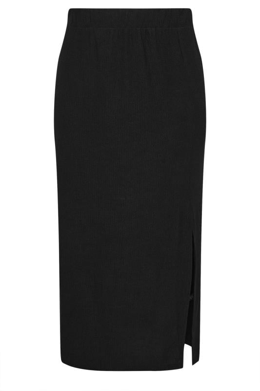 YOURS Plus Size Black Textured Side Split Maxi Skirt | Yours Clothing  6