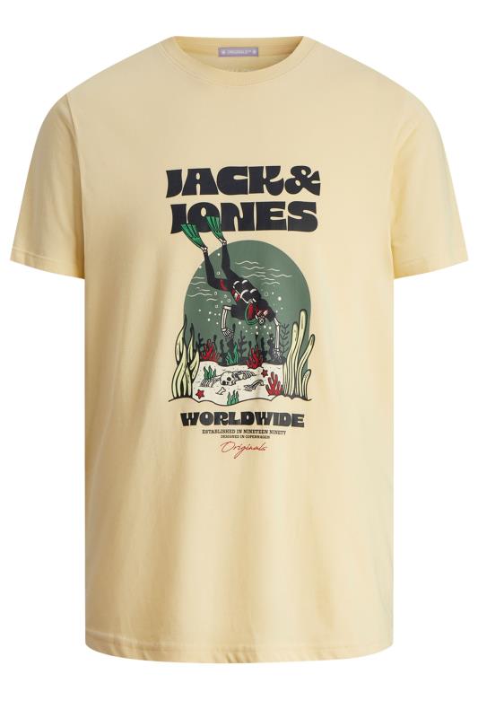 JACK & JONES Big & Tall Yellow Graphic Skeleton Print T-Shirt | BadRhino 2