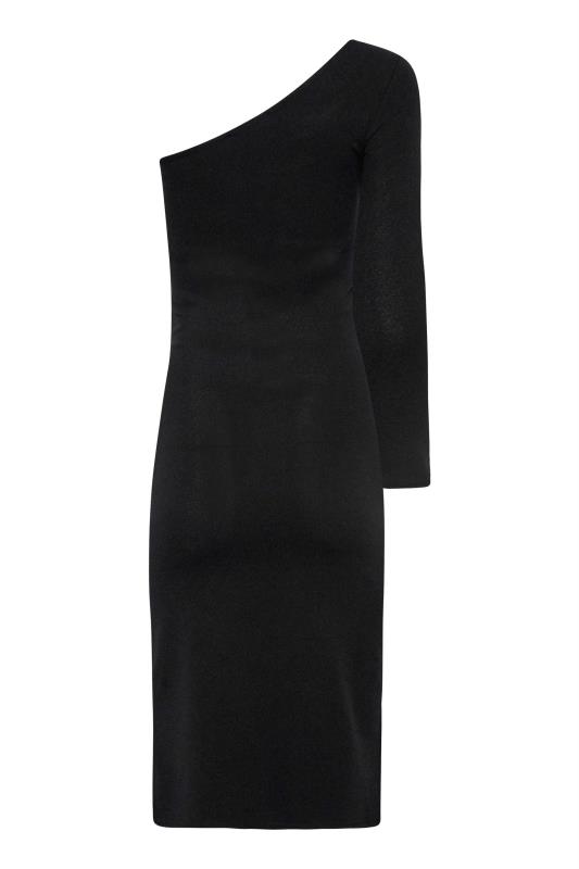 Petite Black Scuba One Shoulder Midi Dress | PixieGirl 7