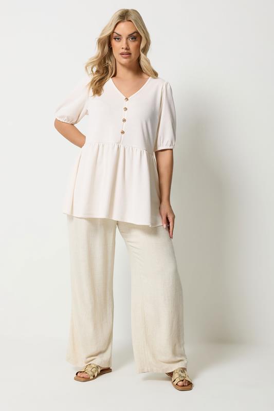 YOURS Plus Size White Peplum Shell Detail Top | Yours Clothing 1