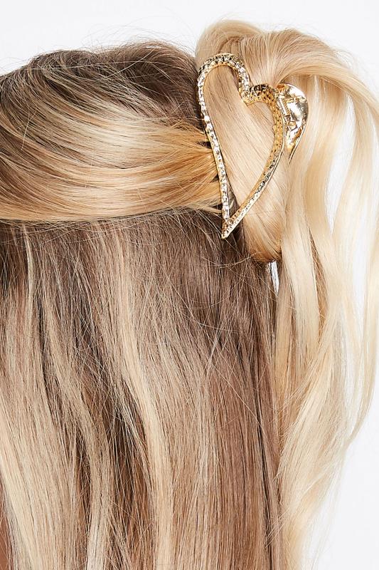 Gold Large Heart Hair Clip | Yours Clothing