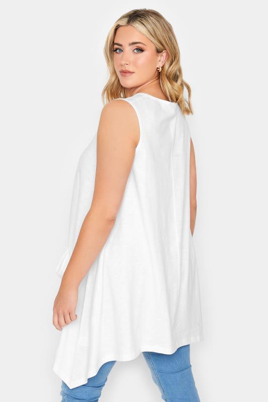 YOURS Curve Plus Size White Hanky Hem Vest Top | Yours Clothing  3