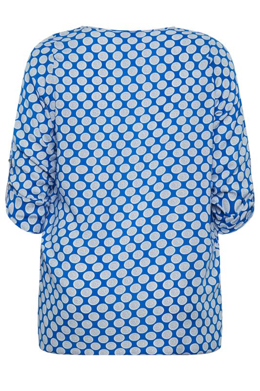 YOURS Plus Size Blue Abstract Spot Print Blouse | Yours Clothing  7