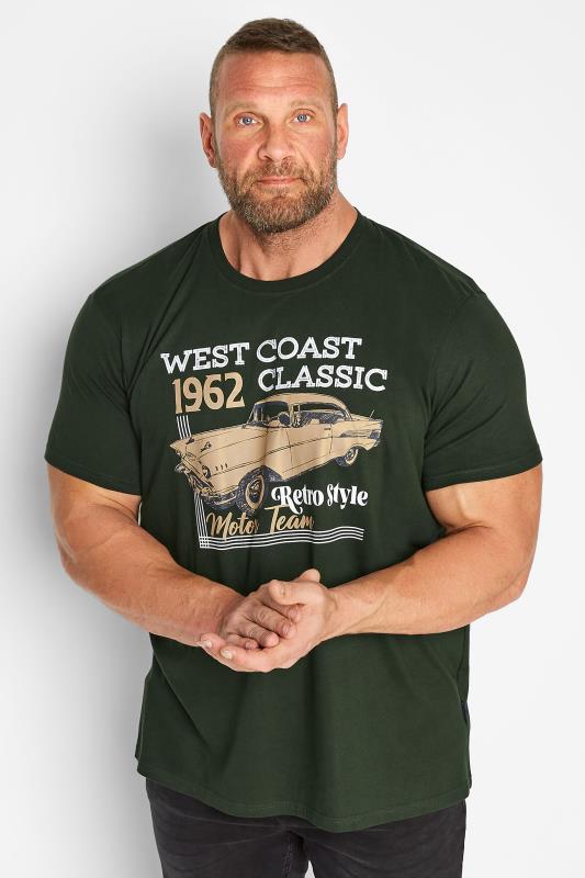 BadRhino Big & Tall Dark Green 'West Coast' Retro Style T-Shirt | BadRhino 1