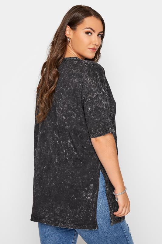 Charcoal Grey Acid Wash Cotton T-Shirt 
