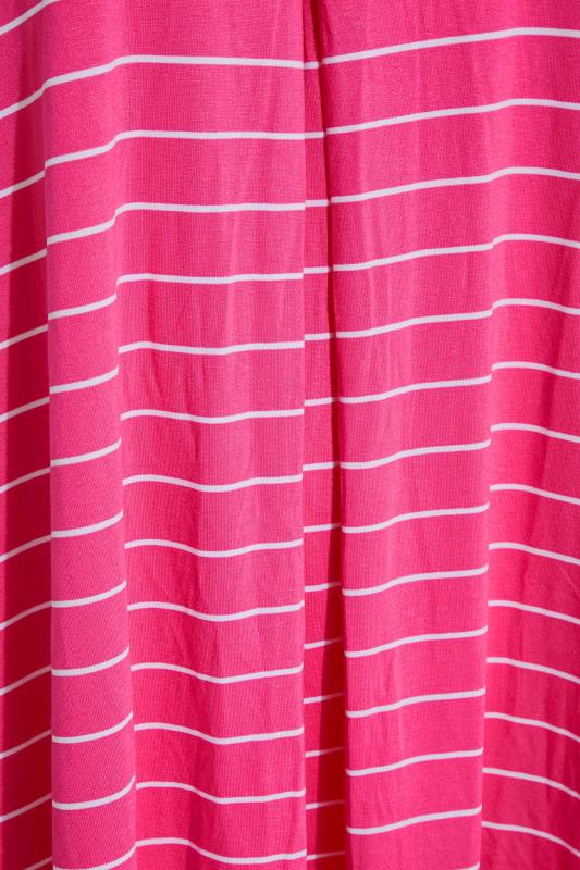 Plus Size Hot Pink Stripe Pleat Vest Top | Yours Clothing 4