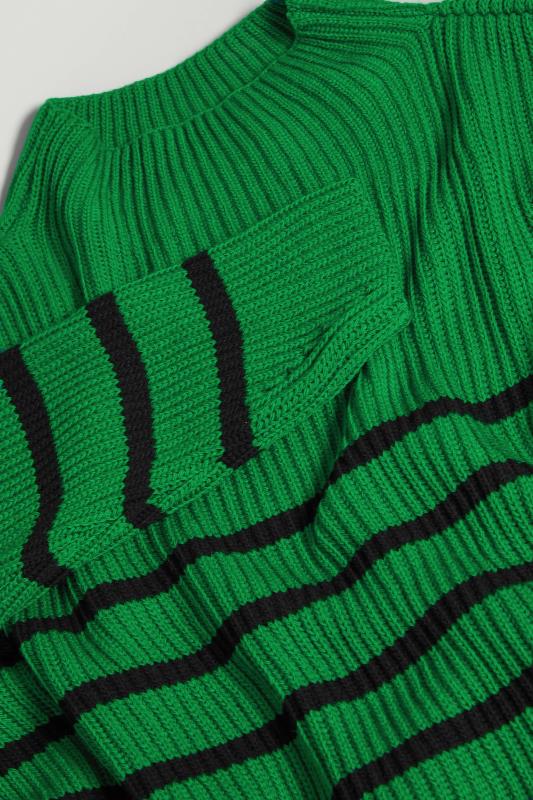 YOURS LUXURY Plus Size Green Stripe High Neck Jumper | Yours Clothing 9