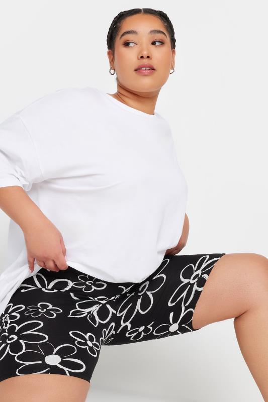 YOURS Plus Size 2 PACK Black Floral Print Cycling Shorts | Yours Clothing 6