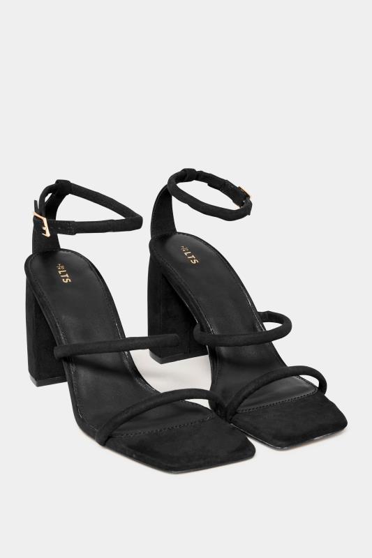 LTS Black Multi Strap Block Heel Sandals In Standard Fit | Long Tall Sally 2
