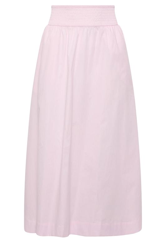 PixieGirl Petite Women's Baby Pink Poplin Shirred Cotton Maxi Skirt | PixieGirl 5