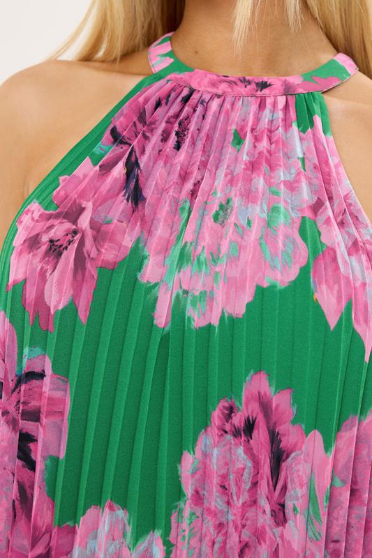 STAR Green Floral Pleated Halterneck Top | StarByJM 4