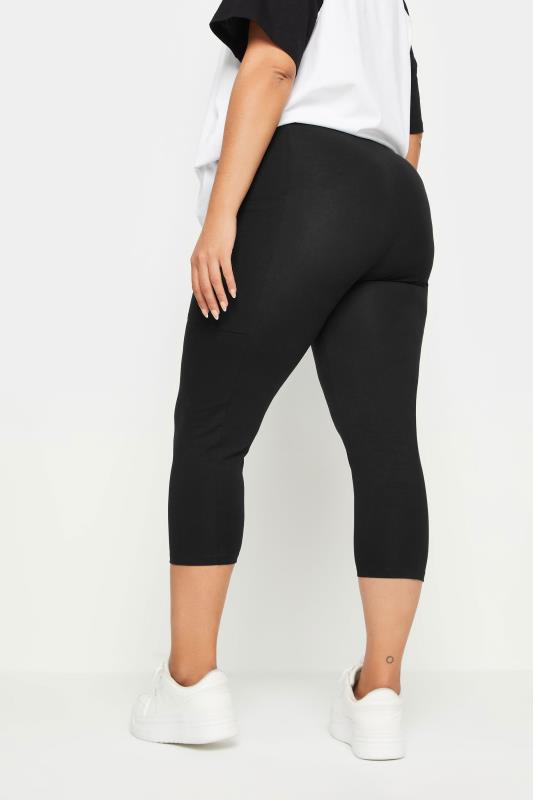 YOURS Plus Size Black Side Pocket Cropped Leggings | Yours Clothing 3