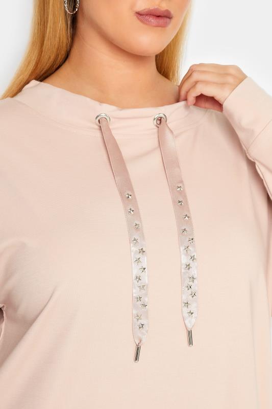 YOURS LUXURY Plus Size Pink Star Embellished Sweatshirt | Yours Clothing 5