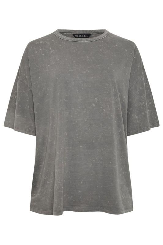 YOURS Plus Size Grey Acid Wash Boxy Oversized T-Shirt | Yours Clothing  6