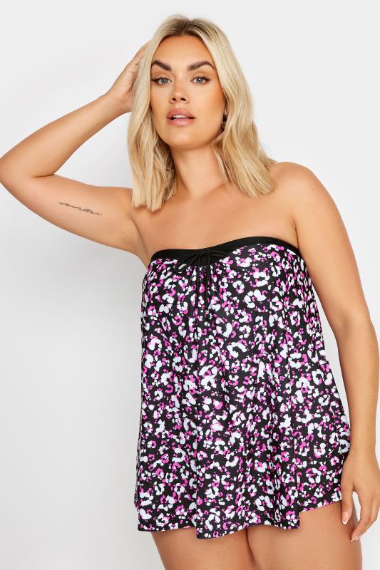 YOURS Plus Size Pink Leopard Print Tankini | Yours Clothing 2
