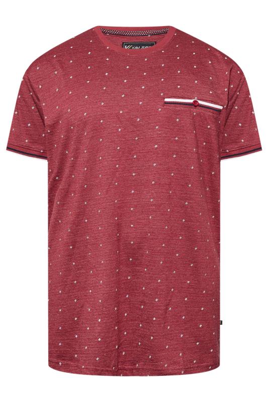 KAM Big & Tall Red Dobby Print T-Shirt 3
