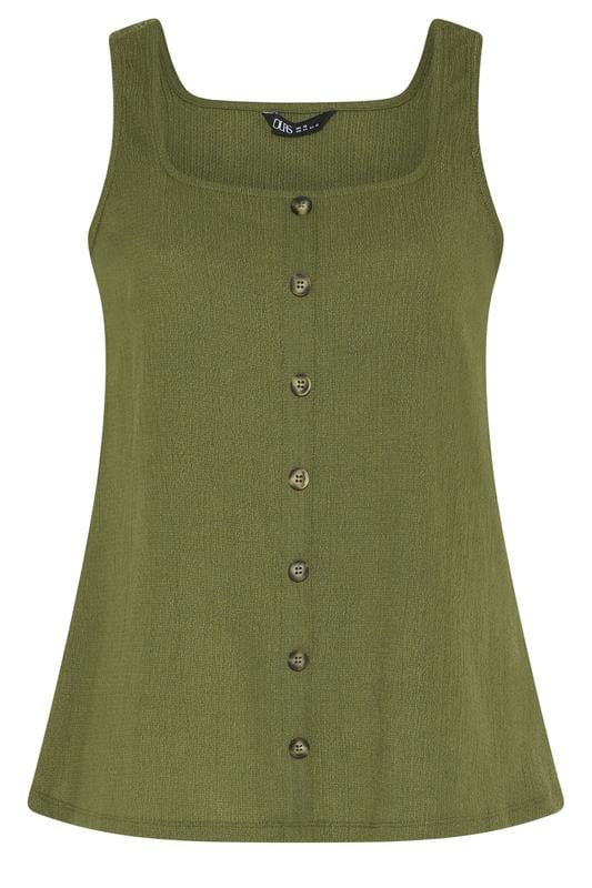 YOURS Plus Size Khaki Green Button Vest | Yours Clothing 6