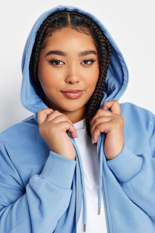 YOURS Plus Size Blue Longline Zip Through Hoodie | Yours Clothing 4