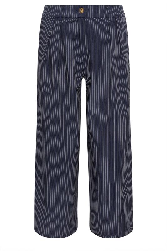 PixieGirl Petite Women's Navy Blue Pinstripe Wide Leg Trousers | PixieGirl 8