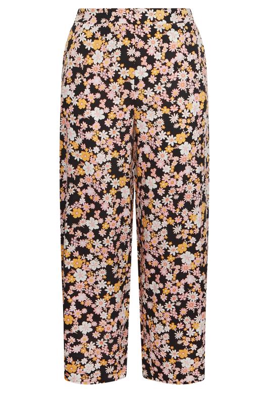 YOURS Plus Size Black Floral Wide Leg Trousers | Yours Clothing 5